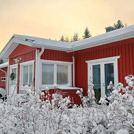 Red Wooden House In *