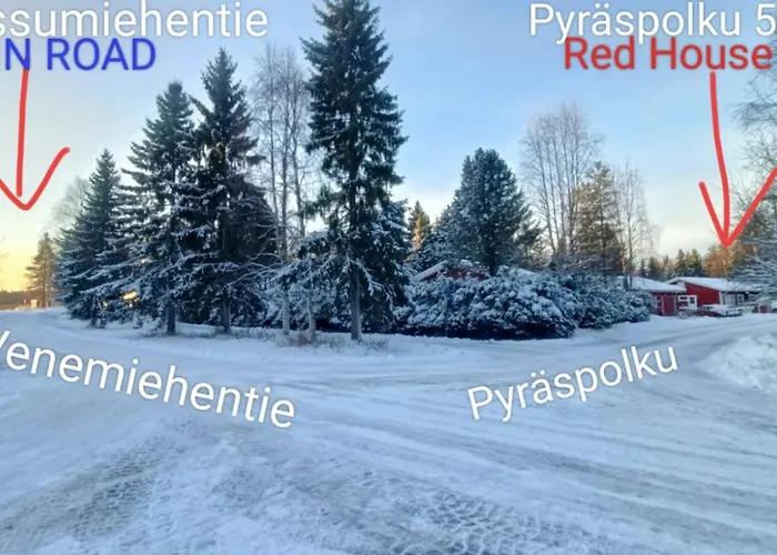 Red Wooden House In *